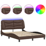 Bed Frame with LED without Mattress "Hvar" Brown 140x200 cm 3213936
