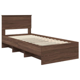 Bed Frame with Headboard Brown Oak 120 x 123 cm Engineered Wood 3408885