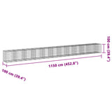 Gabion Basket with Cover 1150x100x100 cm Galvanised Iron 3295211