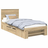 Bed Frame with Headboard Sonoma Oak 90 x 200 cm Engineered Wood 3408804