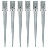 Ground Spikes 6 pcs Silver 8x8x76 cm Galvanised Steel 145408