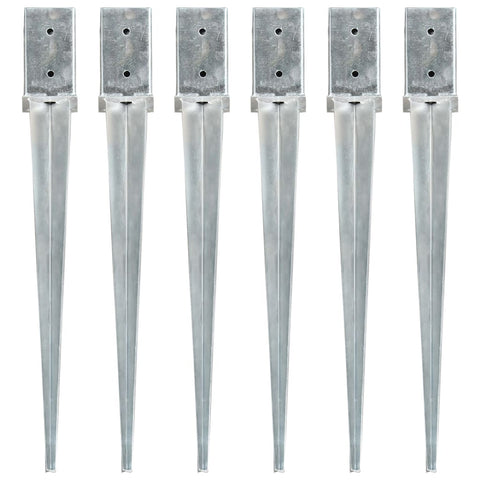 ZNTS Ground Spikes 6 pcs Silver 8x8x76 cm Galvanised Steel 145408