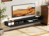 180cm Floating TV Stand, Wall Mount TV Unit with Cable Management Hole, Fits up to 72" TV, Black T3398P555839