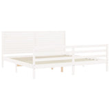 Bed Frame without Mattress White 200x200 cm Solid Wood 3195047