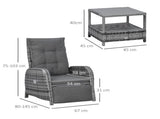 2 Seater Rattan Wicker Chaise Lounge Sofa Set Bistro Conversation Furniture with Cushion for T3398P314742