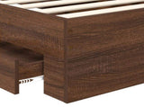Bed Frame Brown Oak and Silver 100 x 200 cm Engineered Wood 3408305