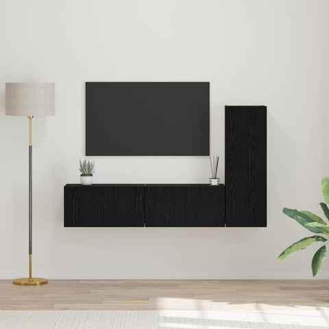 TV Cabinet Set 3 pcs Black oak 60 x 30 x 30 cm Engineered wood 3393403