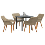 Garden Dining Set with Cushion 5 pcs Beige Poly Rattan 3261699
