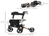 4 Wheel Rollator with Seat and Back, Folding Mobility Walker with Carry Bag, Adjustable Height, Dual T3398P343292