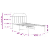 Metal Bed Frame without Mattress with Headboard White 107x203cm 353680