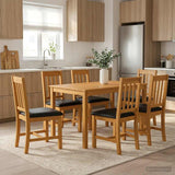 Dining Set 7 pcs Black Solid Oak Wood 3430255
