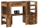 Loft Bed Frame with Desk Old Wood 75 x 190 cm Engineered Wood 3410433