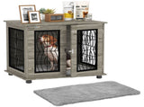 Indoor Dog Crate Furniture End Table with Soft Washable Cushion, Lockable Front Door, for Medium T3398P425263