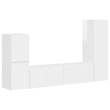 TV Cabinet Set 4 pcs High Gloss White Engineered Wood 3409028