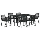 Garden Dining Set 7 pcs Black Powder-Coated Steel 3379314