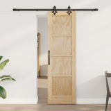 Sliding Door Natural and Black 61 x 198.5 cm Solid Pine Wood 3445503