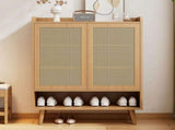 Natural Rattan Storage Cabinet & Shoe Cabinet Comb, 5-Tier Shoe Cabinets Storage for Boots or Heels N896P437304O