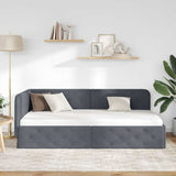 Corner Bed Frame with Headboard Dark Grey 90 x 200 cm Velvet 42016534