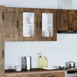 Kitchen Wall Cabinet with Glass Door Kalmar Smoked Oak Engineered Wood 853612