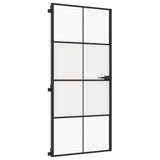 Interior Door Slim Black 93x201.5 cm Tempered Glass and Aluminium 155128
