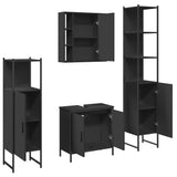 4 Piece Bathroom Cabinet Set Black Engineered Wood 3214770