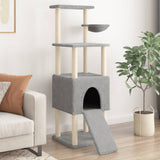 Cat Tree with Sisal Scratching Posts Light Grey 153 cm 172116