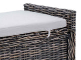 Storage Bench with Cushion Black Wash 110 x 40 x 50 cm Rattan 42011576