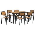Garden Dining Set 7 pcs Black and brown 140 x 80 x 75 cm 3284384