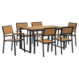 Garden Dining Set 7 pcs Black and brown 140 x 80 x 75 cm 3284384