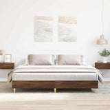Bed Frame Brown Oak Engineered Wood, Solid Eucalyptus Wood Double 3328705