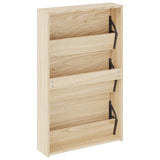243047 Shoe Cabinet 3-Layer Mirror Oak 63x17x102,5 cm