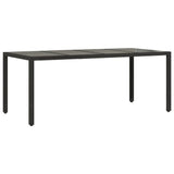 Garden Table with Glass Top Black 190x90x75 cm Poly Rattan 365537