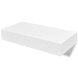 ZNTS White MDF Floating Wall Display Shelf 1 Drawer Book/DVD Storage 242187