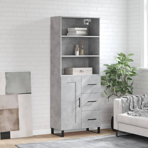 Highboard Concrete Grey 69.5x34x180 cm Engineered Wood 3190049