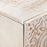 Sideboard with Storage White 60 x 33.5 x 75 cm Solid Mango Wood 4018394