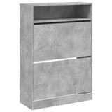 Shoe Cabinet with 2 Flip-Drawers Concrete Grey 80x34x116 cm 3214409