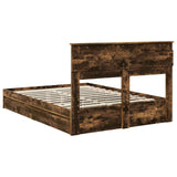 Storage Bed with Drawer Smoked Oak 160 x 200 cm Engineered Wood 3409901