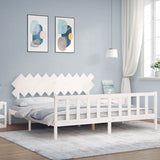 Bed Frame without Mattress White 200x200 cm Solid Wood Pine 3193487