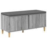Hall Bench with Cushion with Door Grey Sonoma 100 x 38 x 46 cm 891541