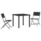 Garden Dining Set Folding 3 pcs Black Powder-Coated Steel 3379373