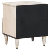 Bed cabinet with Drawer White 40 x 33 x 46 cm Solid Mango Wood 4018374