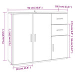 ZNTS Sideboard High Gloss White 91x29.5x75 cm Engineered Wood 823271