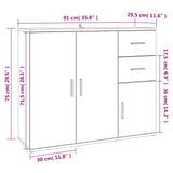 ZNTS Sideboard High Gloss White 91x29.5x75 cm Engineered Wood 823271