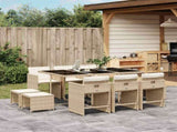 11 Piece Garden Dining Set with Cushions Beige Poly Rattan 3211150