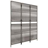 Room Divider 3 Panels Brown Poly Rattan 365373