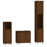ZNTS 3 Piece Bathroom Cabinet Set Brown Oak Engineered Wood 3187788
