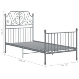 Bed Frame Grey Powder-coated metal Single Durable Bed Frame 324846