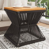 ZNTS Coffee Table with Wire Base Black 38x38x38 cm Solid Wood Acacia 365636