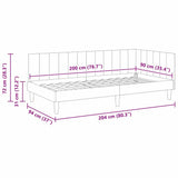 Corner Bed Frame with Headboard Dark Grey 90 cm x 200 cm Velvet 42016349