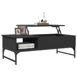 ZNTS Coffee Table Black 100x50x35 cm Engineered Wood and Metal 845391